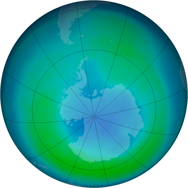 Antarctic ozone map for April 1994